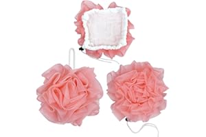 RUGBOL 2-in-1-Badeschwamm, Duschschwamm, Luffaschwamm, Badegummis, Schrubben und Reinigen – Körperpeeling für die Verwendung in der Dusche für Männer und Frauen, Badezubehör (Pink)