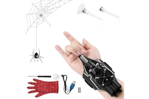 JALANN Spider Web Shooter, Spider Shooter Toys for Kids, Electric Reel-in Spider Web Shooters Spider Web Shooter Launcher, Superhero Cosplay Role Play Costume Props Cool Gadgets for Boys Girls, 9.8ft Range
