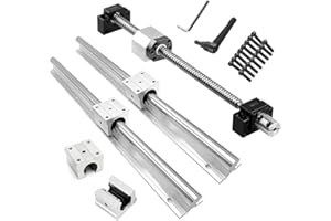CNCMANS Vis à billes SFU1204-600 mm BK10 BF10 - Lot de 2 rails linéaires SBR12-600 mm avec 4 blocs coulissants SBR12UU - Rail de guidage horizontal pour machines d'automatisation