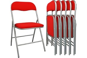 MAKA CHANGE YOUR LIFE QUALITY MAKA Set 6 Sedie Pieghevoli da Interno Apri e Chiudi, Imbottite su Schienale e Seduta, Chiusura Compatta 6 cm, Peso 3 kg, Sedie Richiudibili Salvaspazio Ideali per Casa e Ufficio (Rosso)