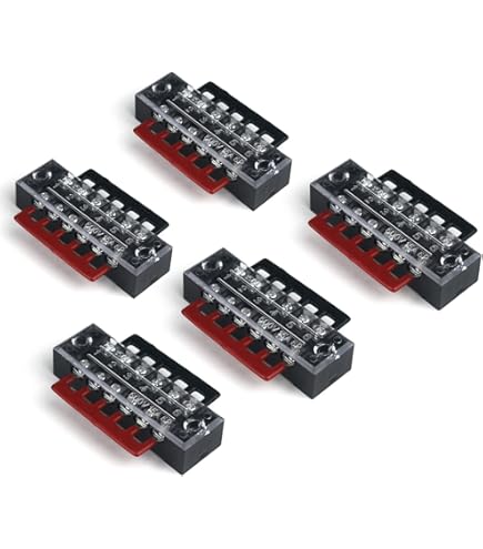 Sourcing Map 8 Pcs TB-1508L 8 Positions Double Rangée Vis Électrique Fil Connexion Barrière Terminal Bande 600V 15A