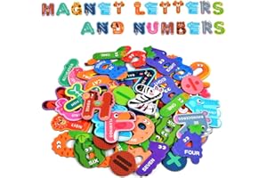 AUAUY Lettere E Numeri Magnetici, 52 Pezzi Magneti Da Frigorifero per Bambini, Includono 26 Lettere Dell'alfabeto, 20 Numeri E 6 Simboli, Graziosi Giocattoli Educativi per L'apprendimento