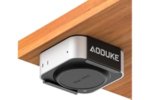 AODUKE Aluminum Alloy Mac Mini M4 Under Table Bracket, 2024 Mac Mini M4 Pro Wall Mount Stand, Hanging Rack Compatible with VESA Hole Monitor Mount or Plaster Wall, Dock Accessories-AJM4-B