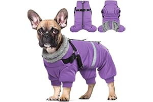 Hjyokuso Wasserdichter Hundemantel, Hundejacke mit Geschirr, Wintermantel Hund für kleine Mittel Große Hunde, Winddichte Winterjacke Hund Outfit mit Reflektierender Streifen und Reißverschluss S-XL