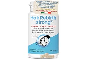SALUS LABS HAIR REBIRTH STRONG * 90 capsule * la Migliore Cura per i Capelli * Nuova Etichetta * Formula Tricologica: Cheratina Biotina Cistina Calcio D Vitamina B * Blocca la Caduta e fa Ricrescere i Capelli
