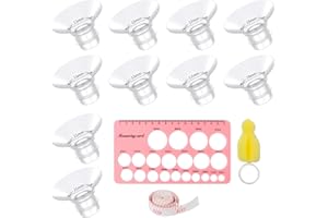 EOAMGO Breast Pump Flange Inserts Set – 10pcs Replacement Silicone Cushions in 5 Sizes + Cleaning Brush & Ruler – Soft, BPA-Free Compatible Pump Parts for Better Fit & Comfort (13/15/17/19/21mm)