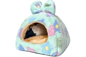 Tierecare Guinea Pig Hideout Hamster Bed Rabbit House Cute Habitat Warm&Cozy Cage Accessories for Bunny Ferret Hedgehog Chinchilla Small Pet Washable