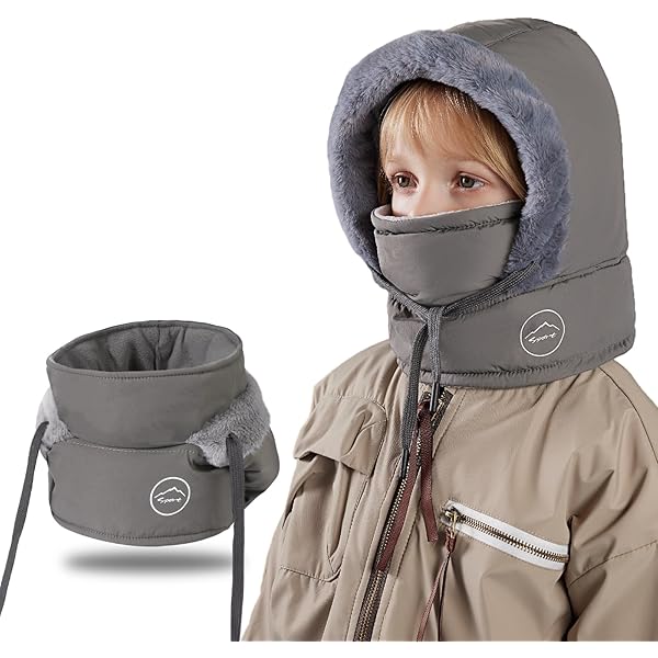 Masque Ski Coupe Vent Cagoule Hiver Thermique AYPOW Enfants 4-13 Ans - Cache -Cou, Bonnet Intégré - Sports Neige Masque Hiver Sports