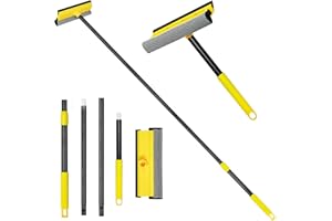 NEWE Kit per la pulizia dei vetri con asta telescopica da 138 cm, set per lavare il parabrezza dell'auto con spugna, strumento per la pulizia dei vetri della doccia allungabile per la pulizia della