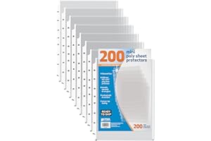 Better Office Products 200 Count Mini Poly Sheet Protectors, Standard Weight, Diamond Clear, by, 5.5 x 8.5, 200 Pack