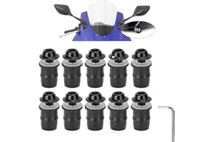 NIYATA Viti Carenatura Moto M5 x 16 mm con Chiave, Set da 10 Pezzi, Viti Parabrezza Moto Ergal in Alluminio e Gomma, Compatibili con per Honda per Yamaha per Suzuki per Kawasaki, Colore Nero