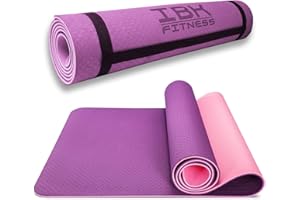 IBK FITNESS - Tappetino da Yoga, Tappetino da Yoga Imbottito e Antiscivolo Fitness Pilates e Ginnastica con Cinturino di TPE,180 x 60 cm
