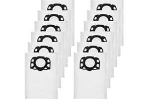 BUCOMTU 12 sacs d'aspirateur KFI 357 pour Kärcher WD2 Plus / WD3 / KWD1 / KWD2 / KWD3 /WD3.200-WD3.800M/SE4001/SE4002/, adaptés aux aspirateurs eau et poussière pour Kärcher, pour Kärcher2.863-314.0