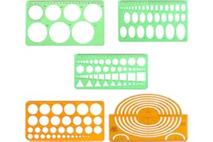 XNNMZHAO Kreisschablone zum Zeichnen, 5 Kunststoff Schablonen für Kreisradius, Kreis Meisterform Geometrisch Kreis Schablone Herrscher Kreis Schablonen zum Malen Kreis Lineal für Zeichenhilfen
