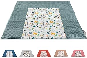 ULLENBOOM ® Rivestimento per fasciatoio 75x85 cm Foresta pluviale verde salvia (Made in EU) - Coprifasciatoio in cotone naturale, Coperta per il fasciatoio, motivo: stelle, pois