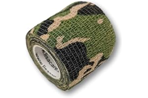 ‎LISACARE LisaCare Haftbandage selbstklebend - 2 Rollen, 5cm breit - Medizinprodukt - Sportbandage Handgelenk stützt, entlastet mit Farb- & Motivauswahl (Camo Grün)