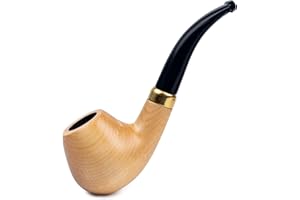 DR WATSON Dr. Watson - Tobacco Pipe, classic Bent Apple shape, Handcrafted from Maple Wood, Fits 9mm Filter (Natural)