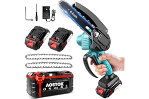 AOSTOK Mini Chainsaw Cordless 6 Inch, Electric Cordless Chainsaw with Battery and Charger, Handheld Mini Chain Saw, Small Chainsaw for Men Women Tree Branches Trimming Wood Cutting