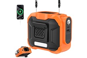RINTEA Ventilador de Cintura, 10,000mAh Potente Ventilador de Cintura, 15,500 RPM 3 Velocidades, ventilador Portátil con Linterna para Trabajo, Senderismo, Exteriores y Funciona como Power Bank