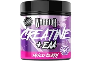 Warrior Creatine Monohydrate Powder + EAA 270g (30 Servings) – Pure Creatine with Essential Amino Acid Supplements for Muscle Recovery & Growth, Pre & Post Workout for Men & Women – Mixed Berry