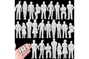 Namalu 30 Pcs, 1: 50 Scale White Unpainted Mini People Figures Miniature People for Model Trains Architectural Standing and Sitting Mini Diorama Figures for Architectural Project