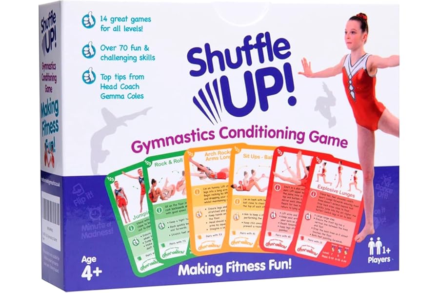 Shuffle Up Gymnastics Games - Family Games with 70+ Fun Fitness Workout Cards, Gymnastics Equipment for Kids, Gymnastics Gifts for Girls & Boys
