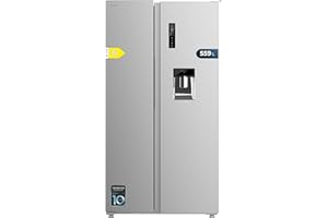 Cecotec Frigorifero Americano Side by Side Bolero Coolmarket Sbs 559 Inox D. 177 cm di altezza e 90 cm di larghezza, Classe D, Multi Air Flow System, Total No Frost, Motore Inverter Plus