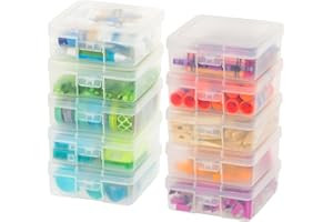 IRIS USA - Estuche de plástico para lápices, para manualidades, pasatiempos, arte, suministros escolares, organizador de almacenamiento con tapa de cierre, paquete de 10, para bolígrafos de cuentas,