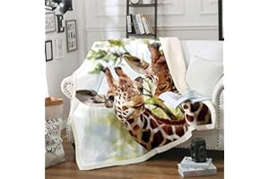 Loussiesd Giraffe Kuscheldecke Zoo Tier Thema Flanell Fleecedecke Für Jungen Teenager Kinder Safari Wildtiere Drucken Wohndecke 150x200cm Tierwelt Natur Giraffe Decke für Stuhl Bürobett Wohndecke