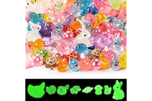 GCNWW 160PCS Mini Resin Animals Mixed, Glow in The Dark Mini Animal Decor for Fairy Gardens, Aquariums & DIY Crafts (8 Styles)