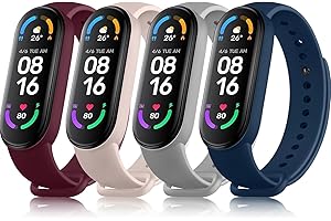 Tobfit 4 Pezzi Cinturino per Xiaomi Mi Band 5/ Mi Band 6/Amazfit Band 5, Cinturino Silicone di Morbido Traspirante di Colorati Solo per Xiaomi Mi Band 6,Xiaomi Mi Band 5,Amazfit Band 5