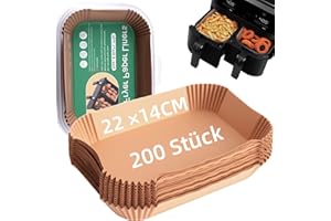 BAFEIL 200 sztuk papieru do pieczenia do frytkownicy na gor?ce powietrze 9,5l, Airfryer, papier do pieczenia AF400EU AF300EU Ninja Foodi Max Dual Zone Air Fryer - Double Stack akcesoria do frytkownicy na