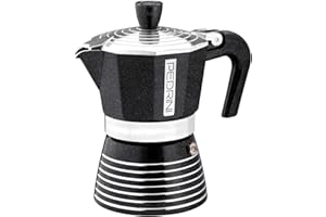 ‎PEDRINI PEDRINI Infinity Kaffeemaschine aus Aluminium, Espressokocher Moka Farbe Rock (schwarz), Format 6 Tasse, Maße 17 x 11 x 20,5 cm italienisches Design, lebensmittelechte Silikondichtung, 02CF129