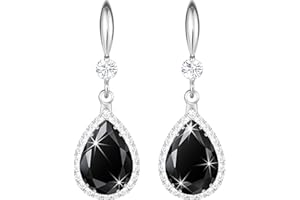 Linawe Pendientes colgantes para mujer, pendientes colgantes, joyas de oro, plata y oro rosa, pendientes colgantes de cristal con diamantes, joyería de moda para bodas