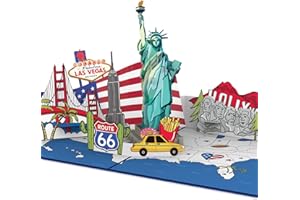 papercrush Mapa pop-up USA – bon na podróż do USA, bon podróżny na urlop w stanach, prezent pieniężny i karta podarunkowa na urodziny na wycieczkę do miasta USA do Nowego Jorku – kartka urodzinowa 3D
