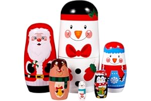 Ciieeo 6pcs Russian Nesting Dolls - Wooden Matryoshka Dolls for Christmas Party
