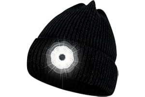 Riuog LED Beanie Hat with USB Rechargeable Light - Adjustable Brightness, 4 Modes, 100% Acrylic Knitted Cap, Unisex Winter Hat for Running, Cycling, Outdoor Activities (1 Pack)
