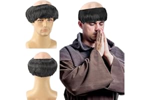 FOUNSHO Peluca Calva Gorro de Látex, Hombre Corta Peluca Negro Halloween Monje Disfraz Anciano, Carnaval Monje Disfraces Adultos Halloween Calavera Sombrero de Abuelo Cosplay Fiesta (Negro)