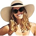 FURTALK Womens Sun Straw Hat Wide Brim UPF 80 Summer Hat Foldable Roll up Floppy Beach Hats for Women