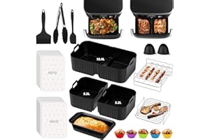 FTUREERA Heißluftfritteuse Zubehör für Ninja Foodi AF500EU 10.4L Heißluftfritteuse, 116 Stück Airfryer Zubehör für Ninja, Einschließlich Silikonform, Grillrost, Backpapier, Backform Silikon