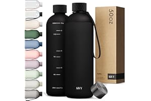 KIVY Bouteille d'eau en Tritan (noir profond, 1500 ml)