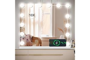 ‎SAIMEIHOME Saimeihome Hollywood Spiegel mit Beleuchtung, Schminkspiegel mit 14 dimmbare Licht 3 Farbtemperatur Makeup Tischspiegel Touch-Steuerung Kosmetikspiegel für Schminktisch Schlafzimmer - 50x42cm Weiß