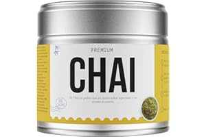 EDWARD FIELDS HIGH QUALITY TEA Edward Fields Tea ® - Té Chai Latte orgánico a granel. Té bio recolectado a mano con ingredientes y aromas naturales y ecológicos. (120 g (Paquete de 1), Chai Latte Polvo)