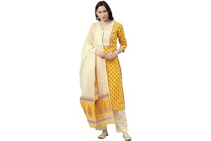 Vaamsi Damen Baumwollmischung Ethnische Motive Gedruckt Gerade Kurta Set mit Dupatta