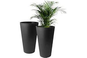 ‎ACTIVOTEX Hohe Blumentöpfe für den Außenbereich. Grosse 30 cm Töpfe für Zimmerpflanzen 2 Stück Große Hohe Plastikpflanztöpfe Übertopf aus kunsstoff für Blumen Hohe Töpfe für Innen (Packung 2 Schwarz einfarbig)