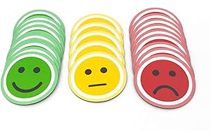 Tienda LEAN Smiley imán Redondo. Pack de 25 (10verdes, 10rojos y 5 Amarillos) Magnético (5 cm)