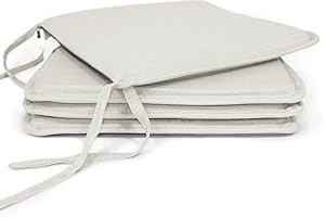 MANEMI Pack 4 Cojines para Silla 40x40x2cm - Cojín Decorativo con Textura de Bambú para Silla, Sofá o Comedor - Juego de Cojines de Asiento Estilo Rústico y Transpirable con Cintas de Sujeción,