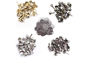 VORAGA YFaith 120 tachuelas de cabeza de clavo, tachuelas de cono para patas de bolsa, tachuelas de cuero para manualidades, manualidades, bolsos, 4 colores (bronce antiguo, oro, plata, negro)