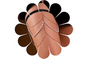 Yheakne Boemia Stratificato Perla Gamba Catena D'oro Perla Coscia Catena Vintage Coscia Gamba Catena Rave Bikini Coscia Corpo Gioielli Per Le Donne E Le Ragazze Regali (oro)