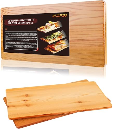 Lot De 8 Planches à Fumer En Bois De Hickory - Pour Barbecue (gaz, Charbon, électrique) - Dimensions 300x145x10 Mm - Arôme Fumé épicé - 7